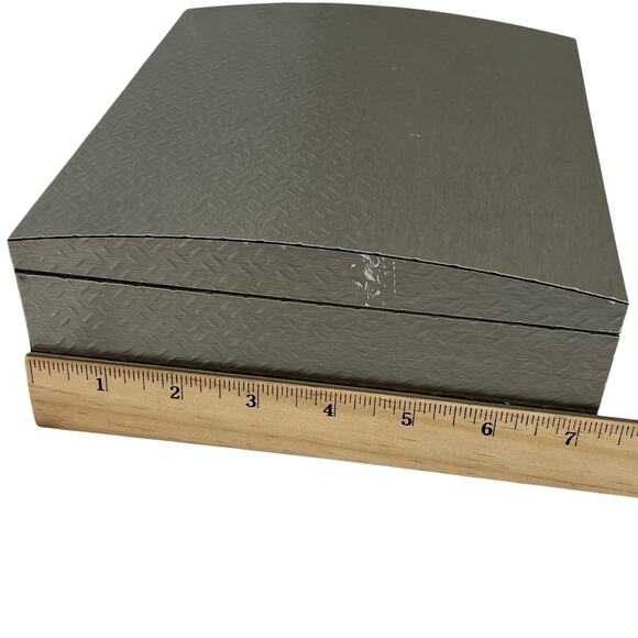 Industrial Look Aluminum Jewelry Box Velvet Lined Organizer Interior Mirror - Picture 9 of 10